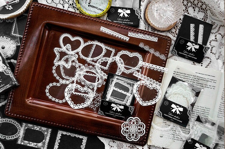 PET Lace Frame Scrapbooking Sticker Pack